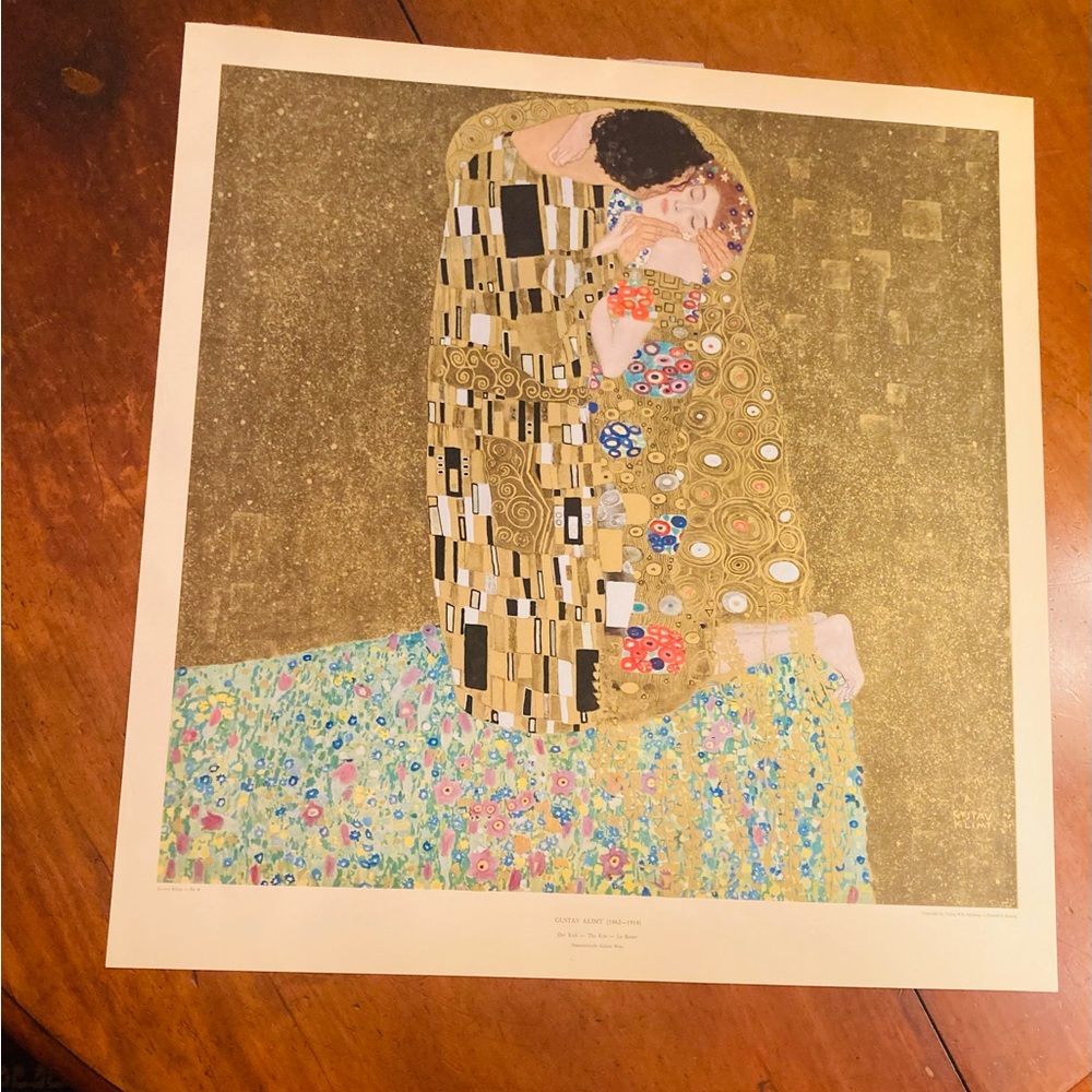 Print of the famous painting “The Kiss”by Austrian artist Gustav Klimt